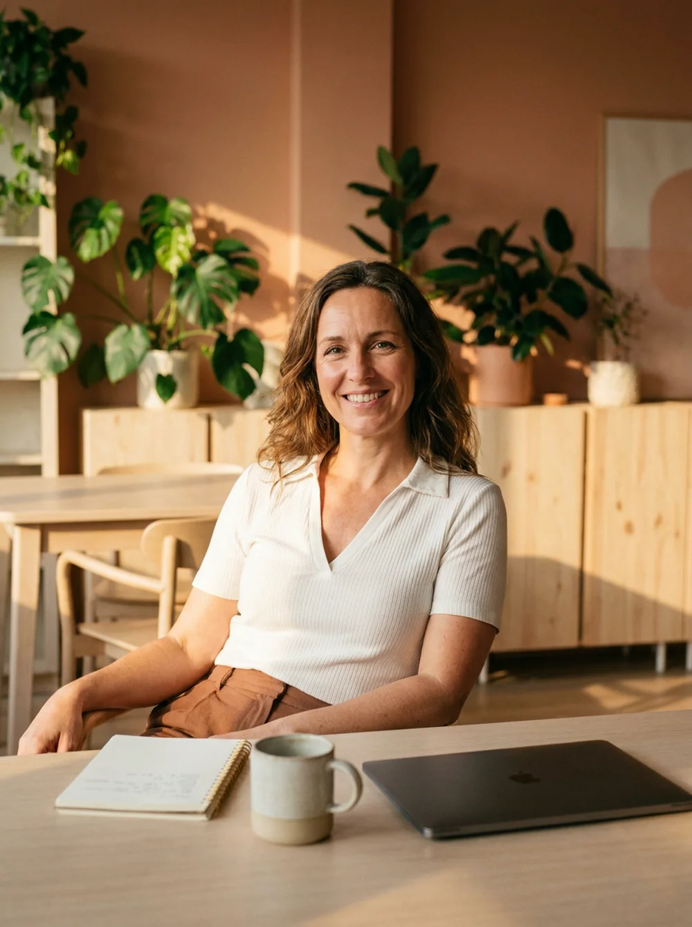 Une dirigeante d'organisme de formation, souriante, dans son centre